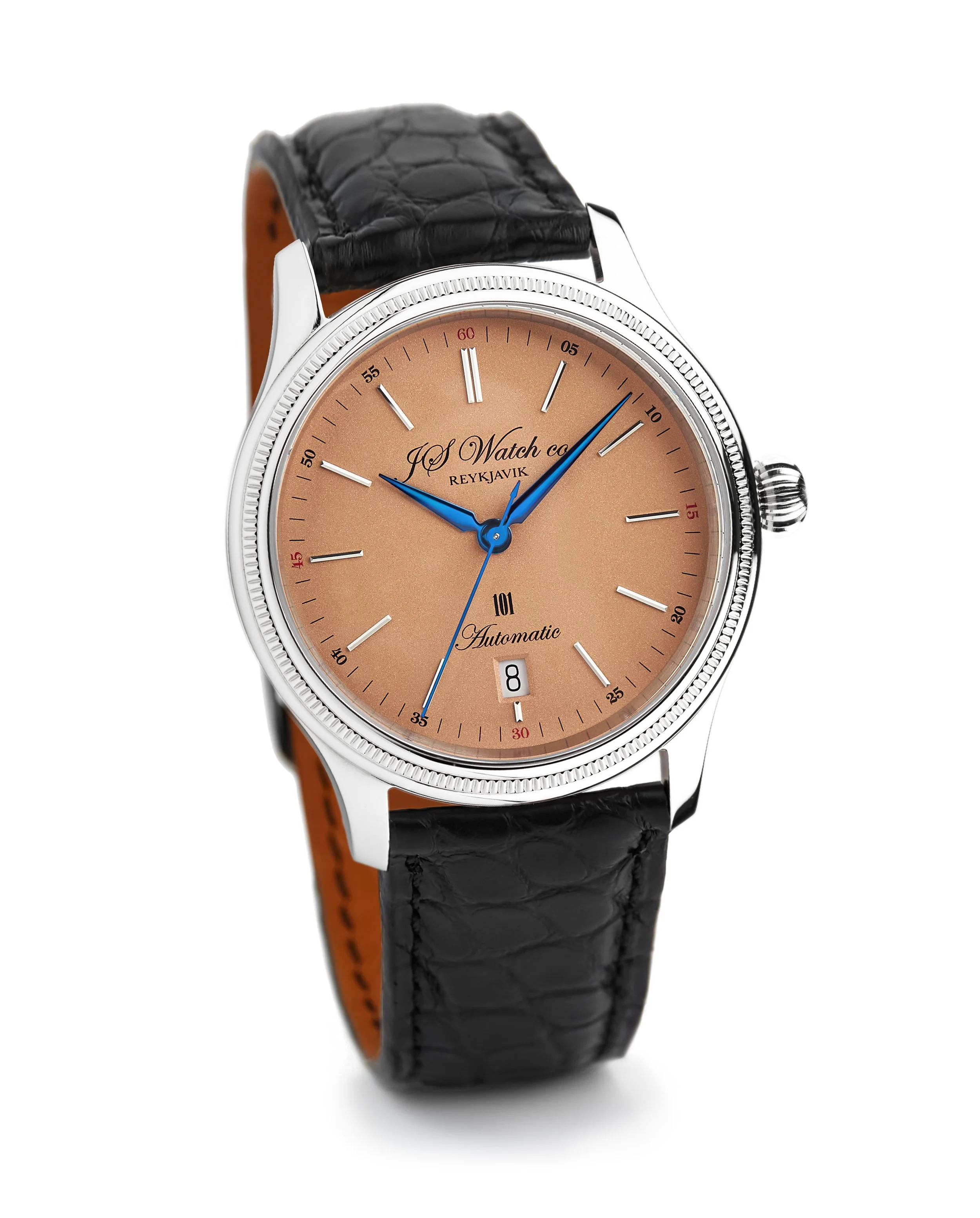 JS Watch Company Reykjavik — 101 10 Year Salmon, Blue hands